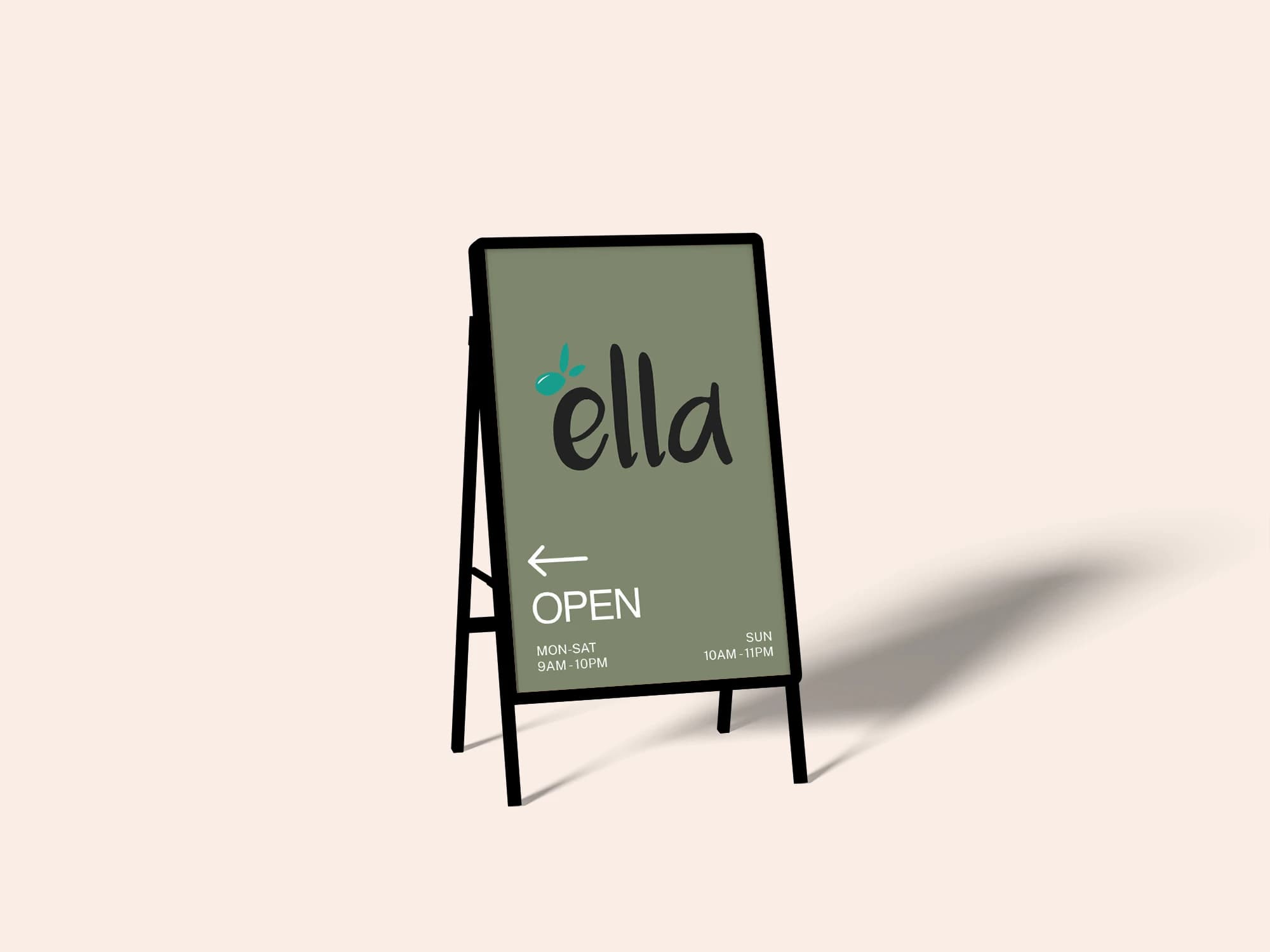 Ella restaurant sign with logo