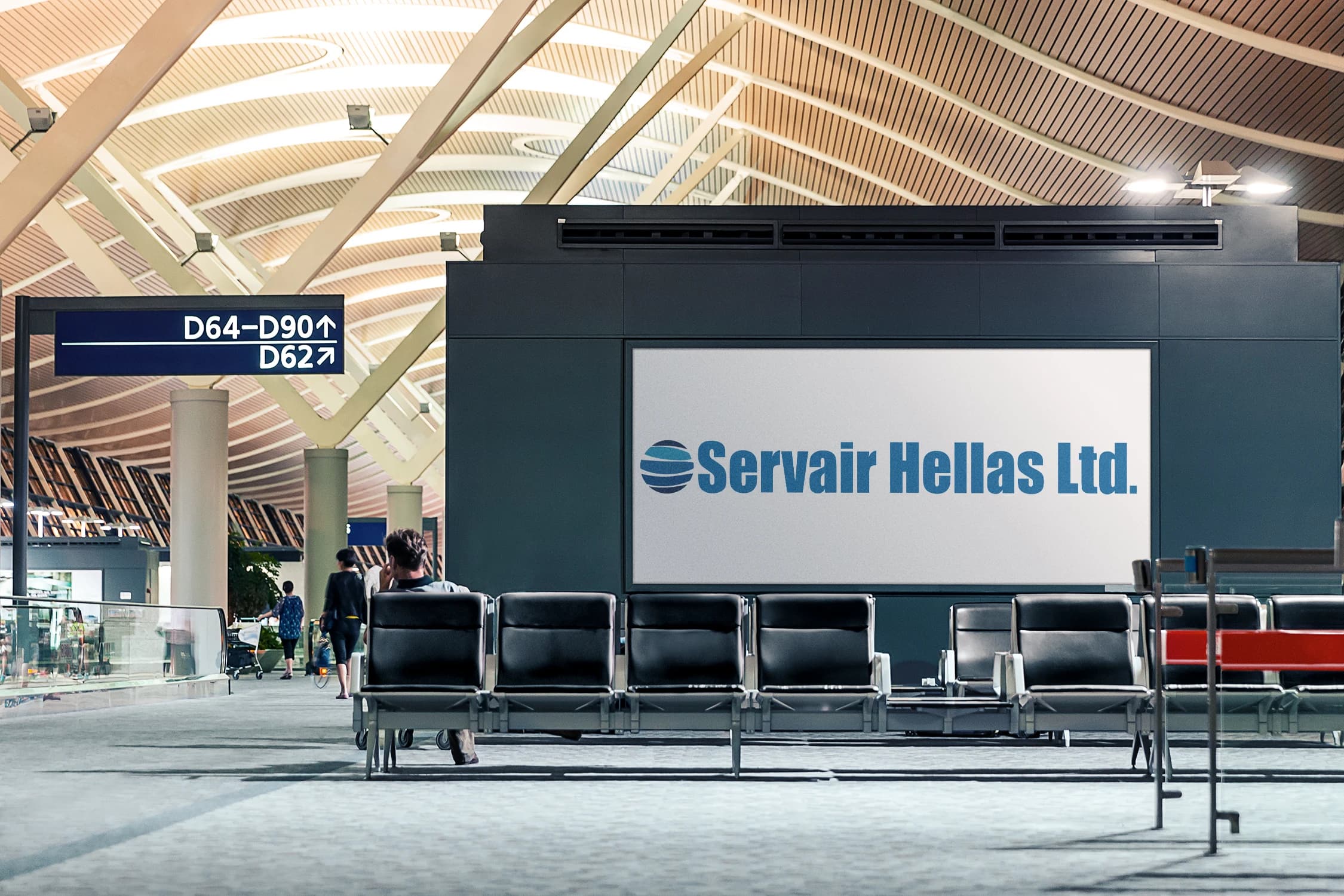 Airport terminal with the Servair logo