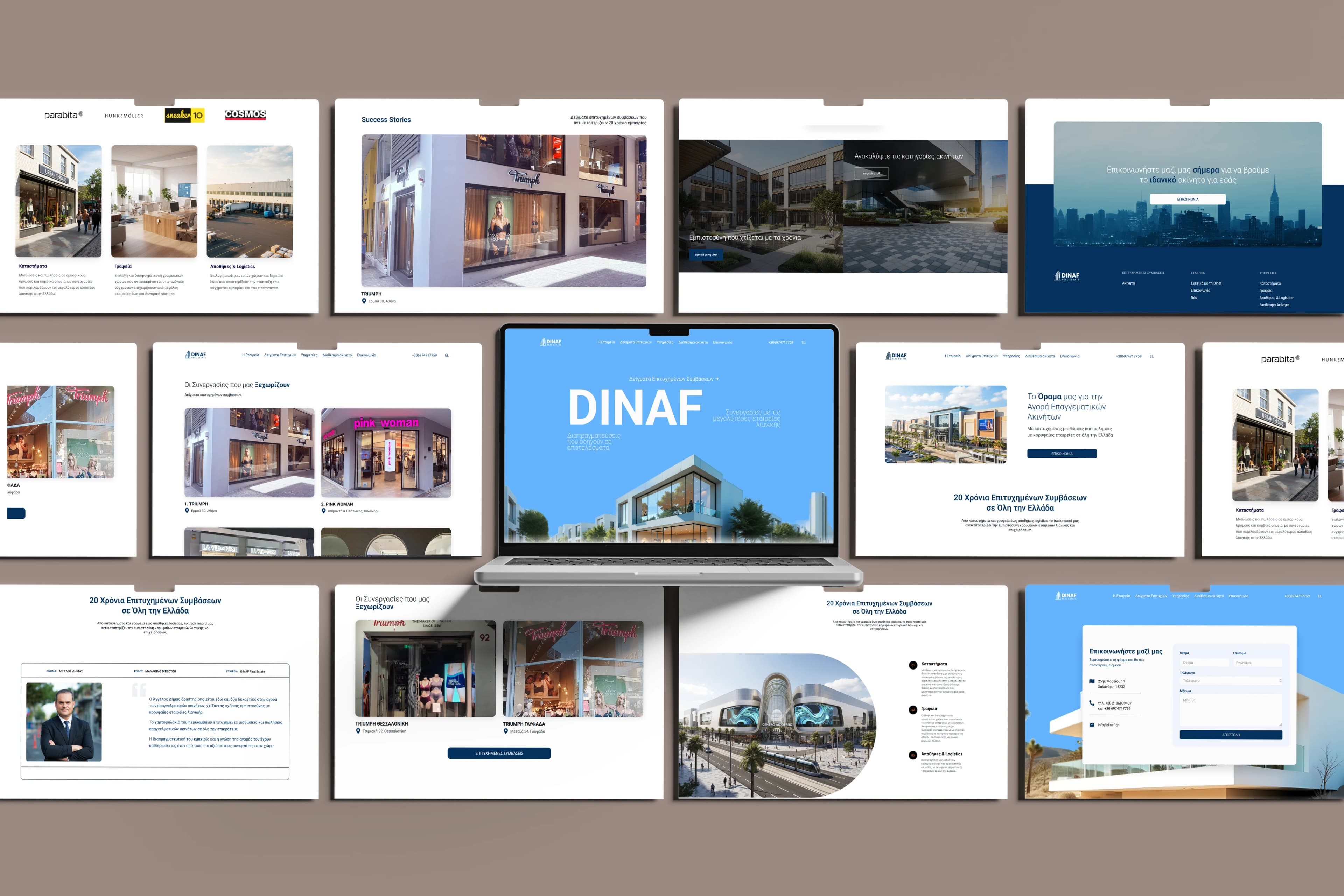 Dinaf website interface collage
