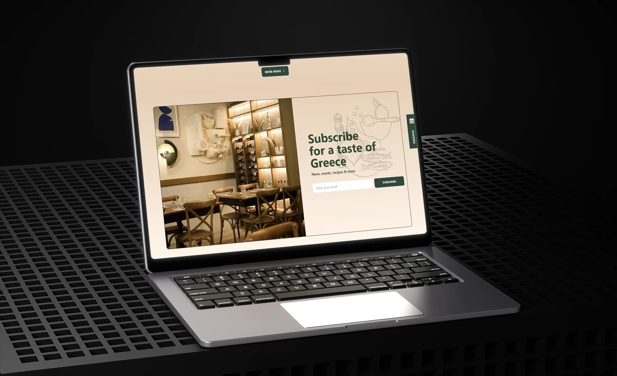 Ella restaurant website displayed on laptop