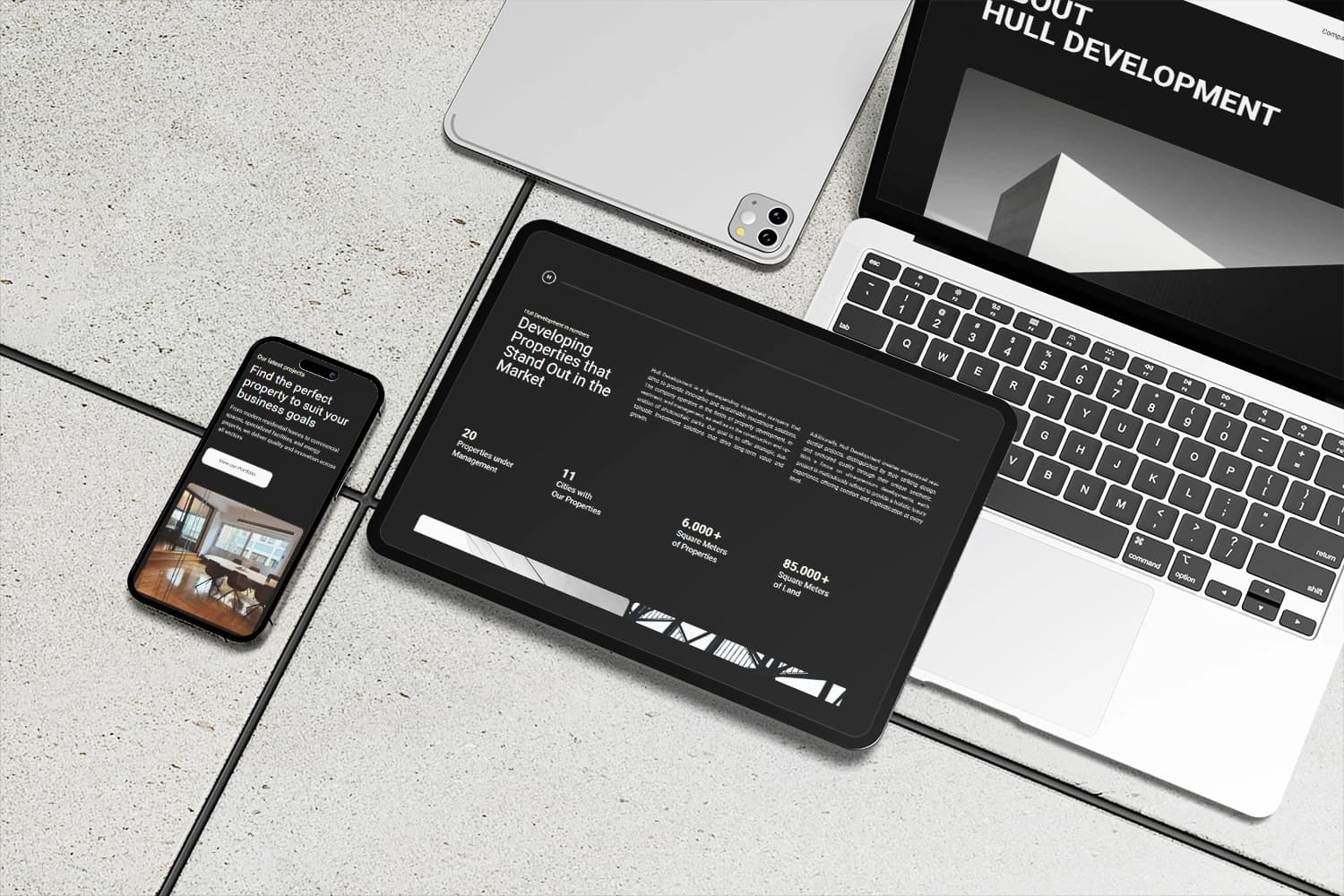 Hull Development website displayed on multiple devices