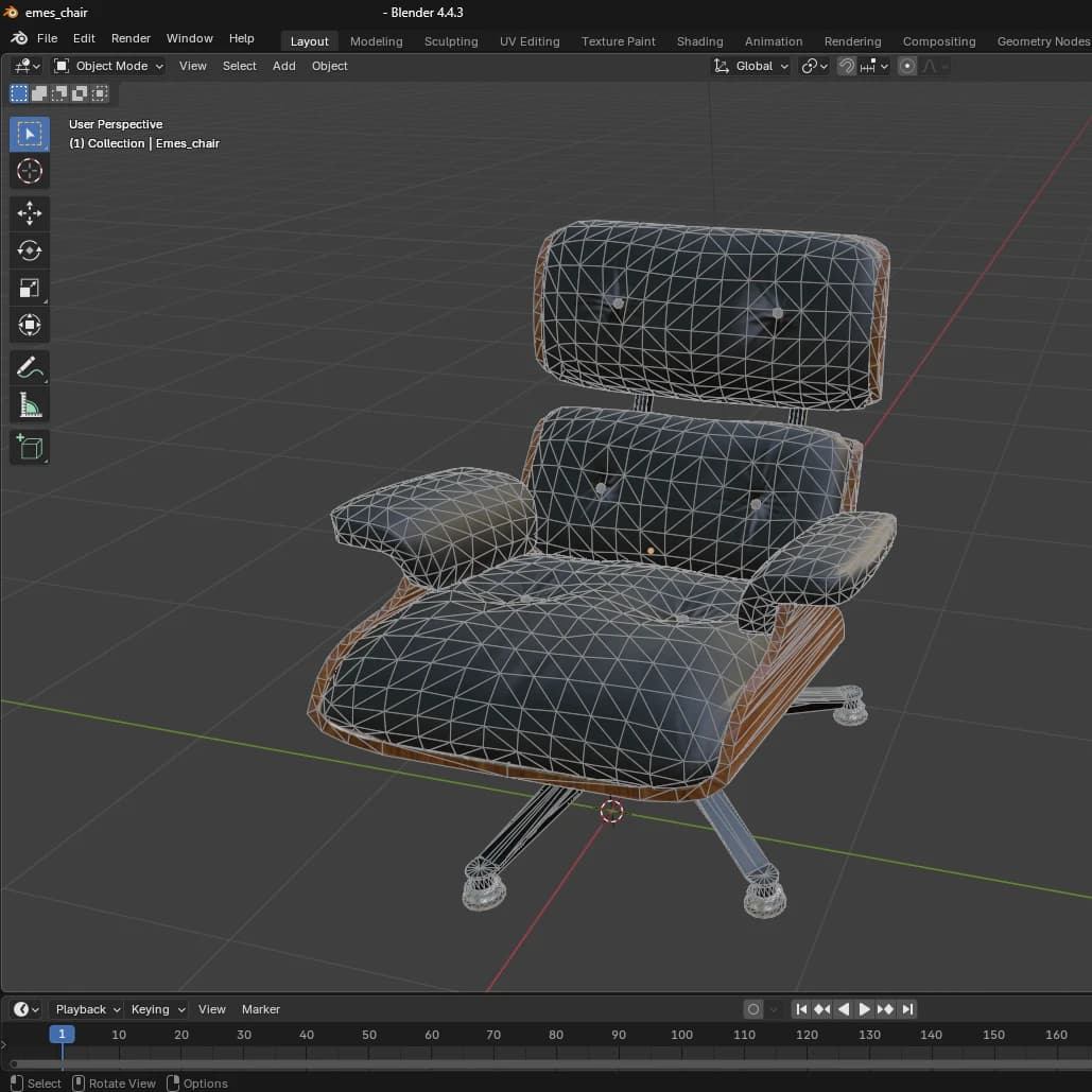 Eames chair 3D visualization