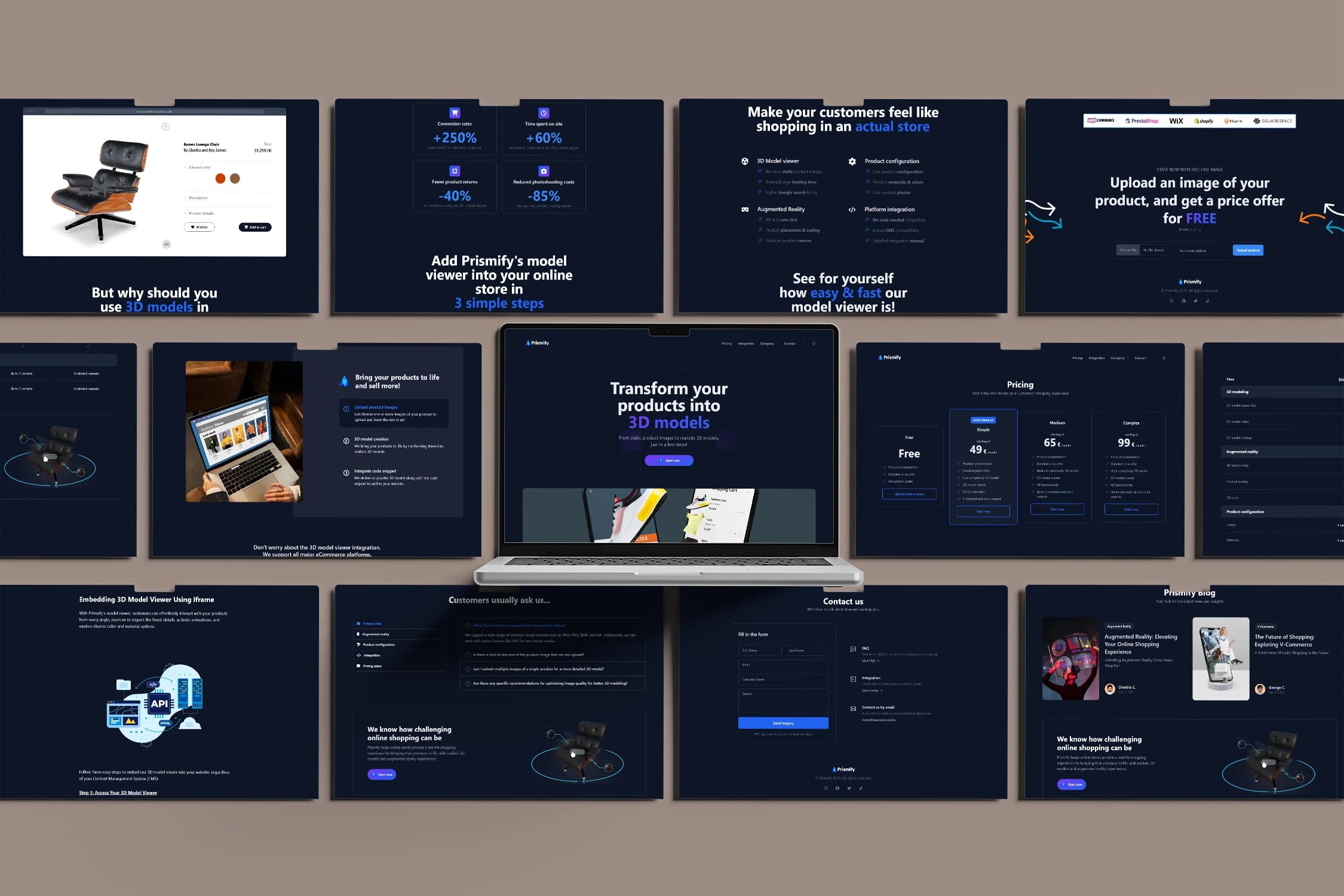 Prismify website interface collage