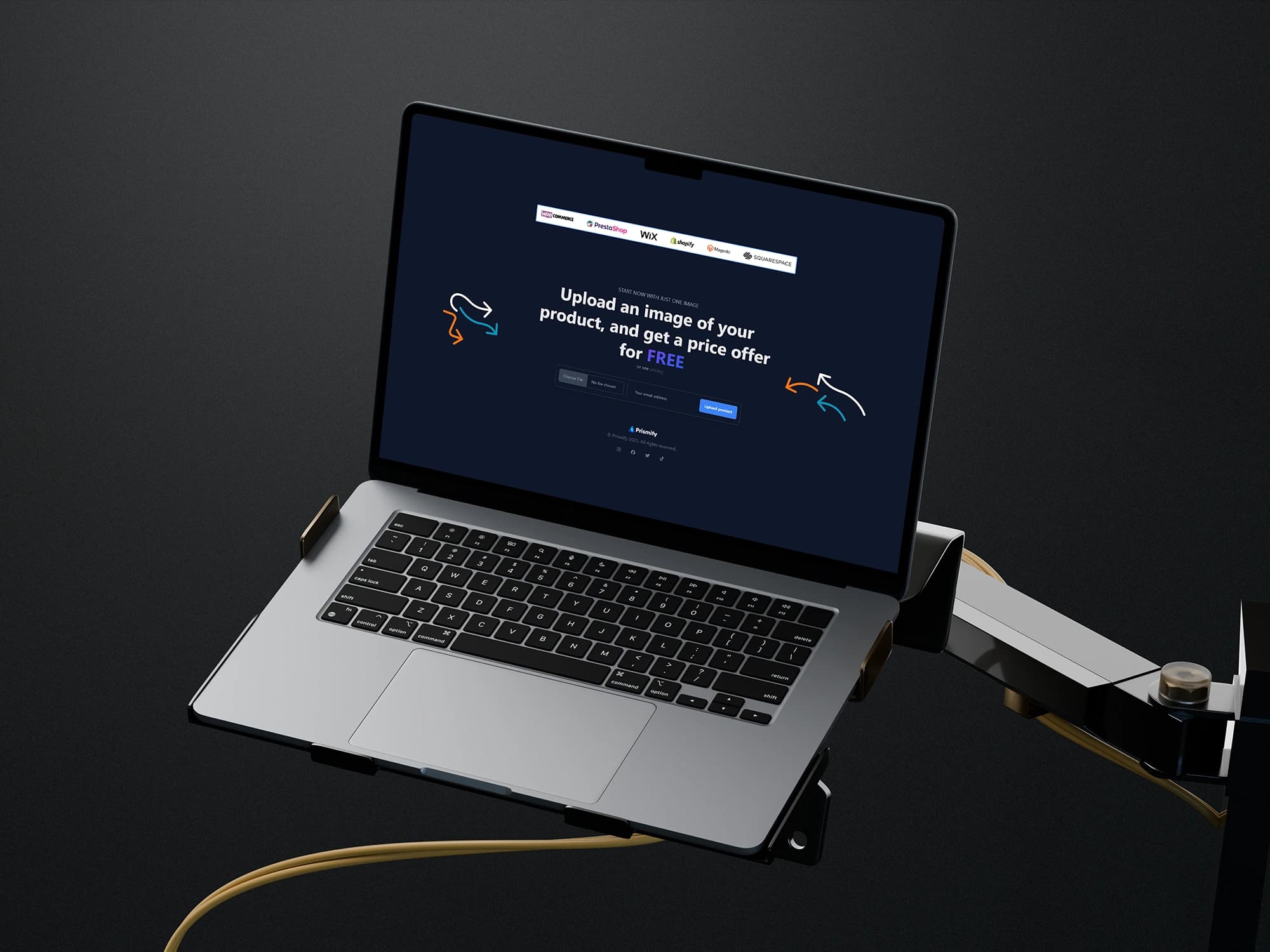 Prismify website displayed on laptop