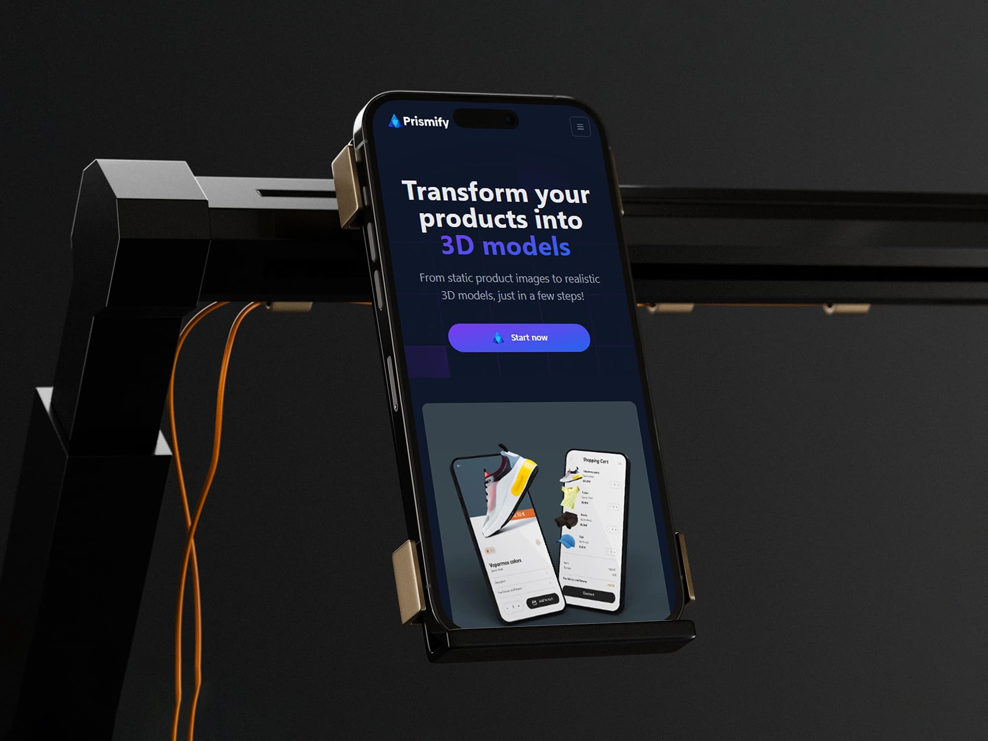Prismify website displayed on mobile device