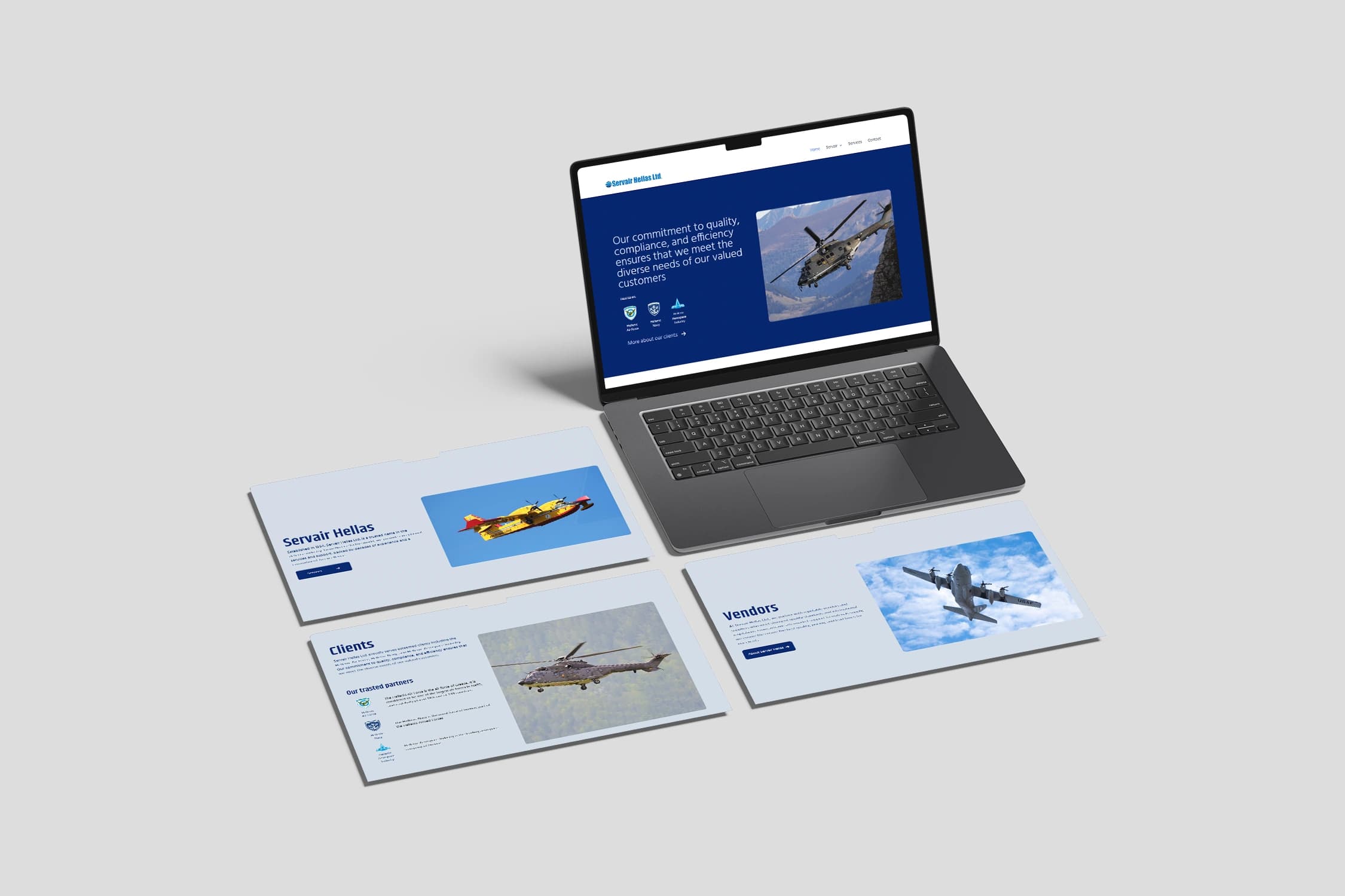 Servair website interface collage