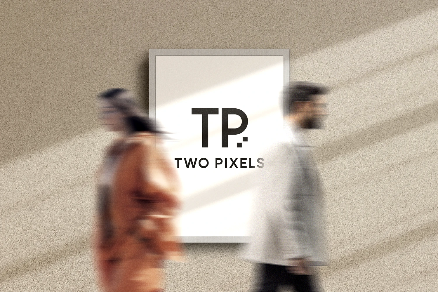 An image of two people and the two pixels logo in the about section hero
