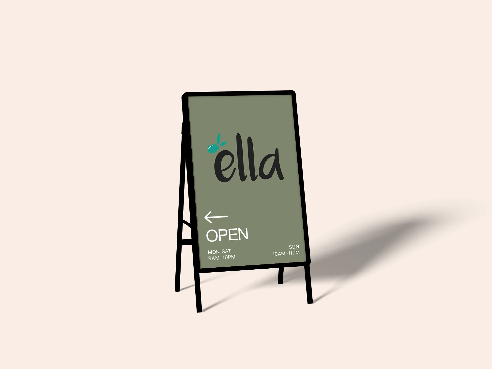 Ella restaurant sign with logo