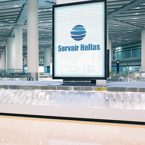 Servair branded airport board