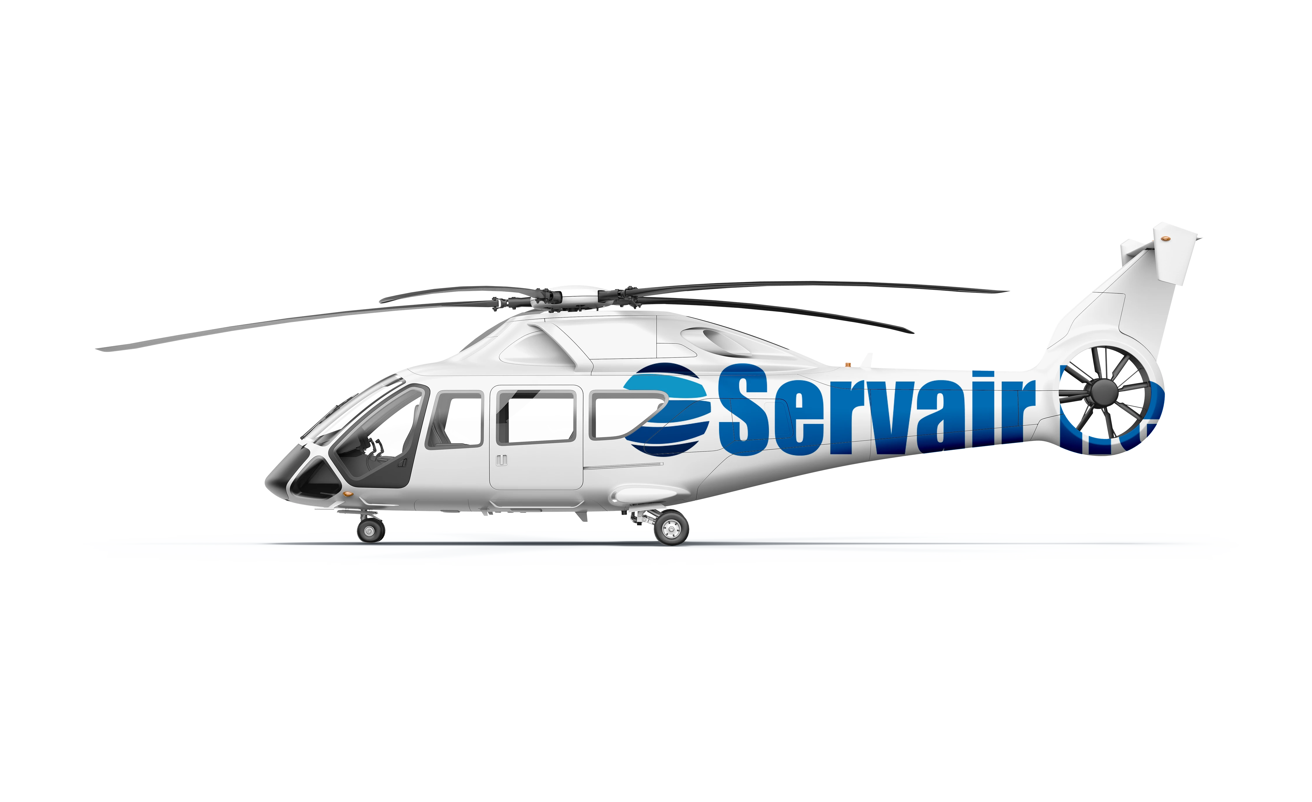 Helicopter with Servair branding