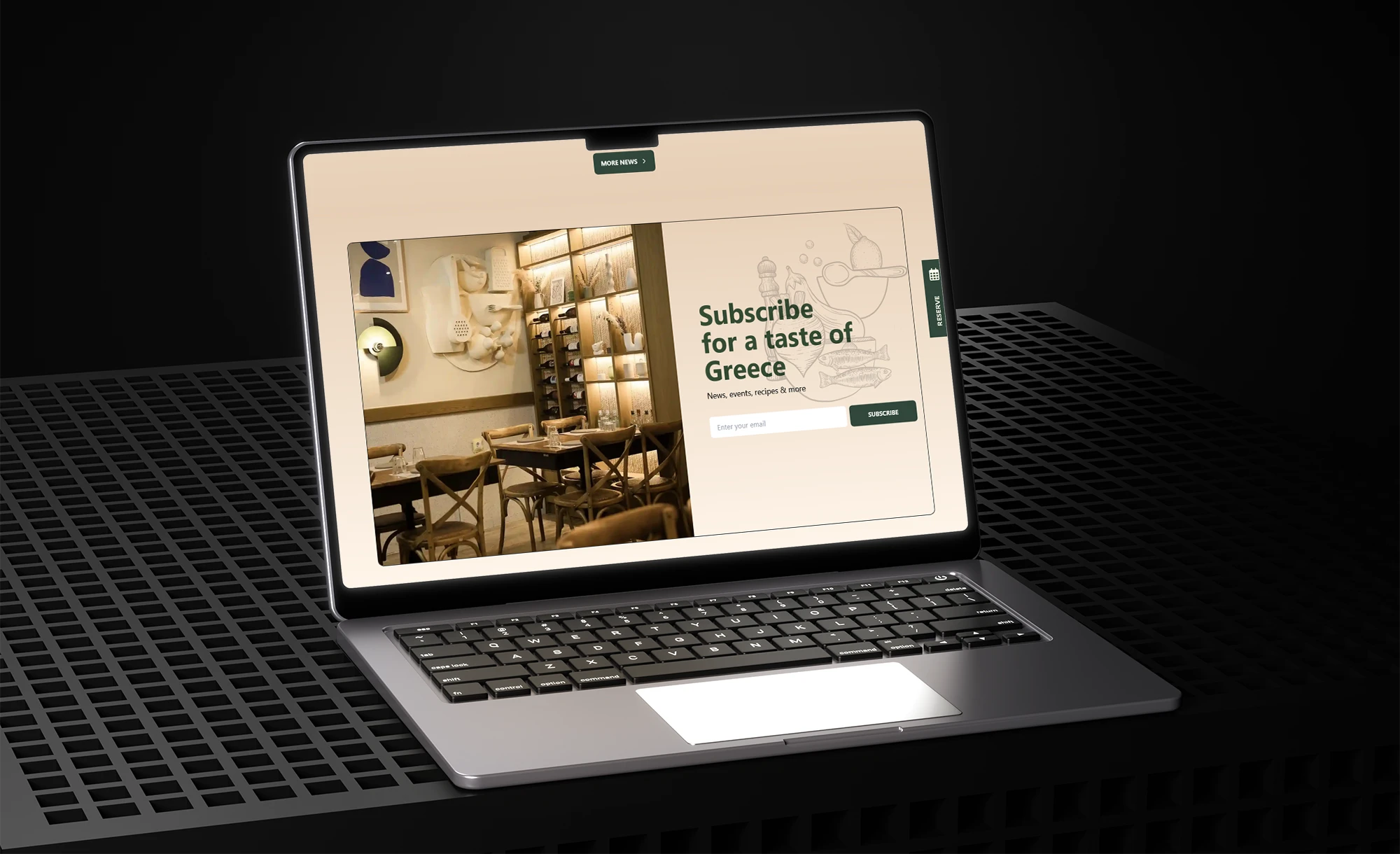 Ella restaurant website displayed on laptop