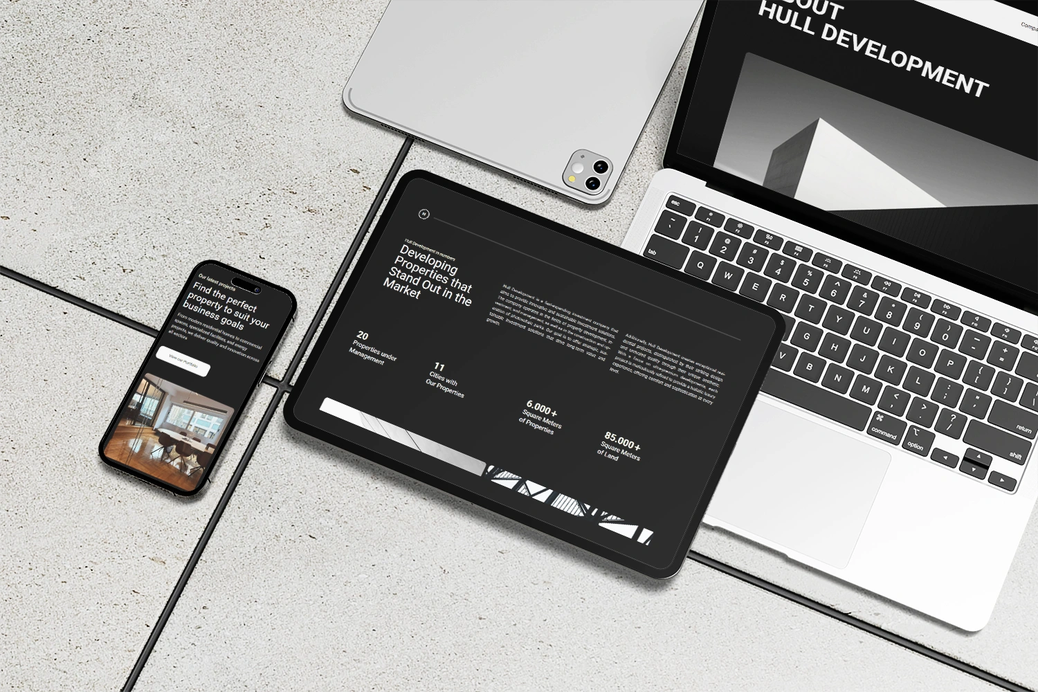 Hull Development website displayed on multiple devices