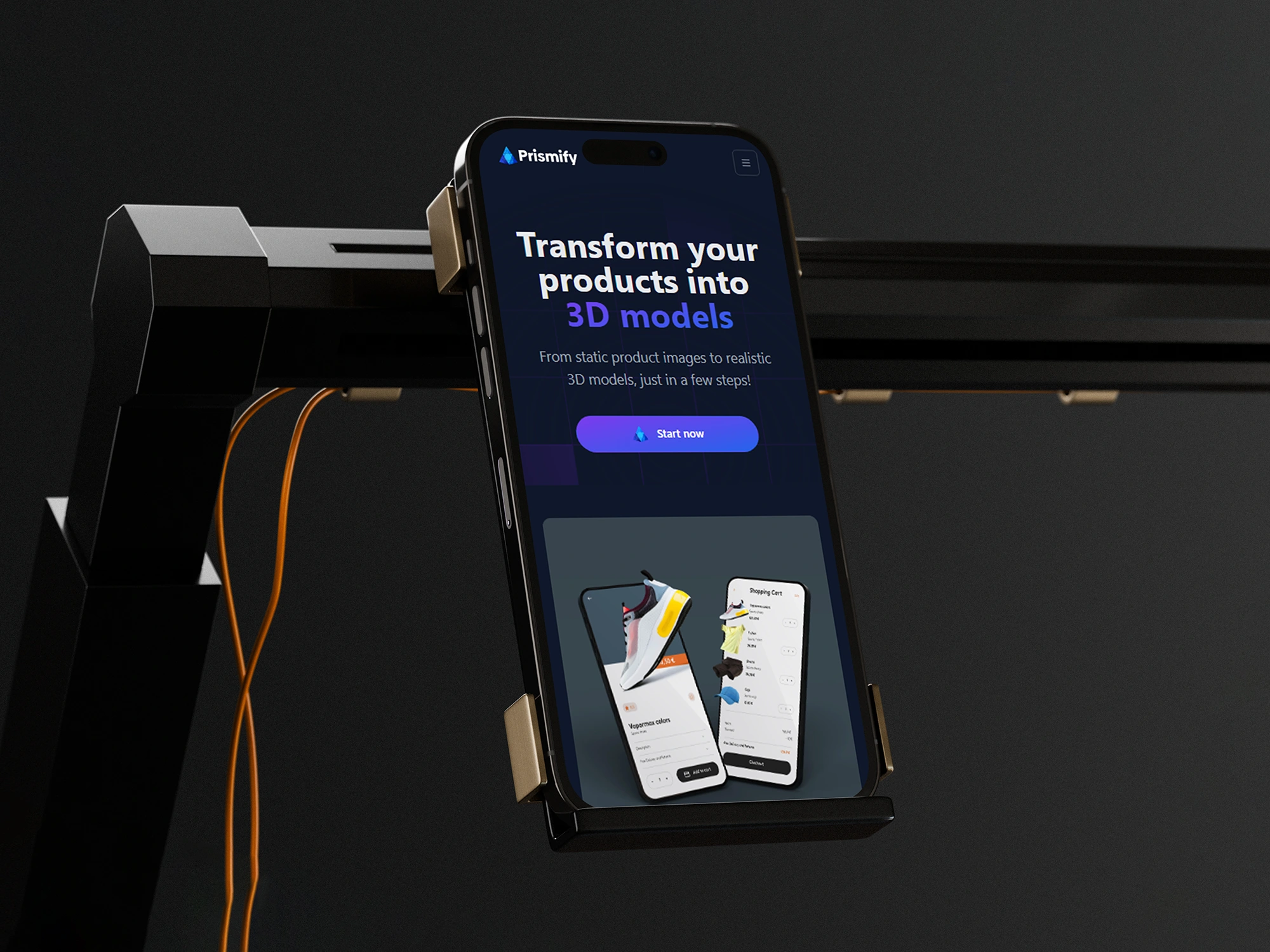 Prismify website displayed on mobile device